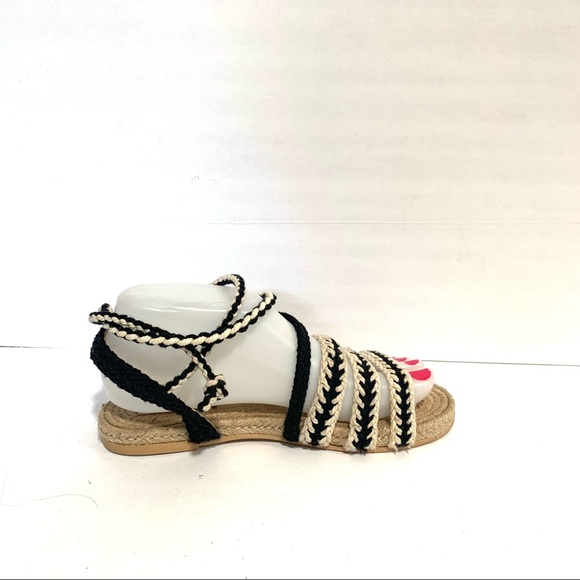NWT Zara Rope Jute Flat Wrap Espadrille Sandal - Picture 2 of 12